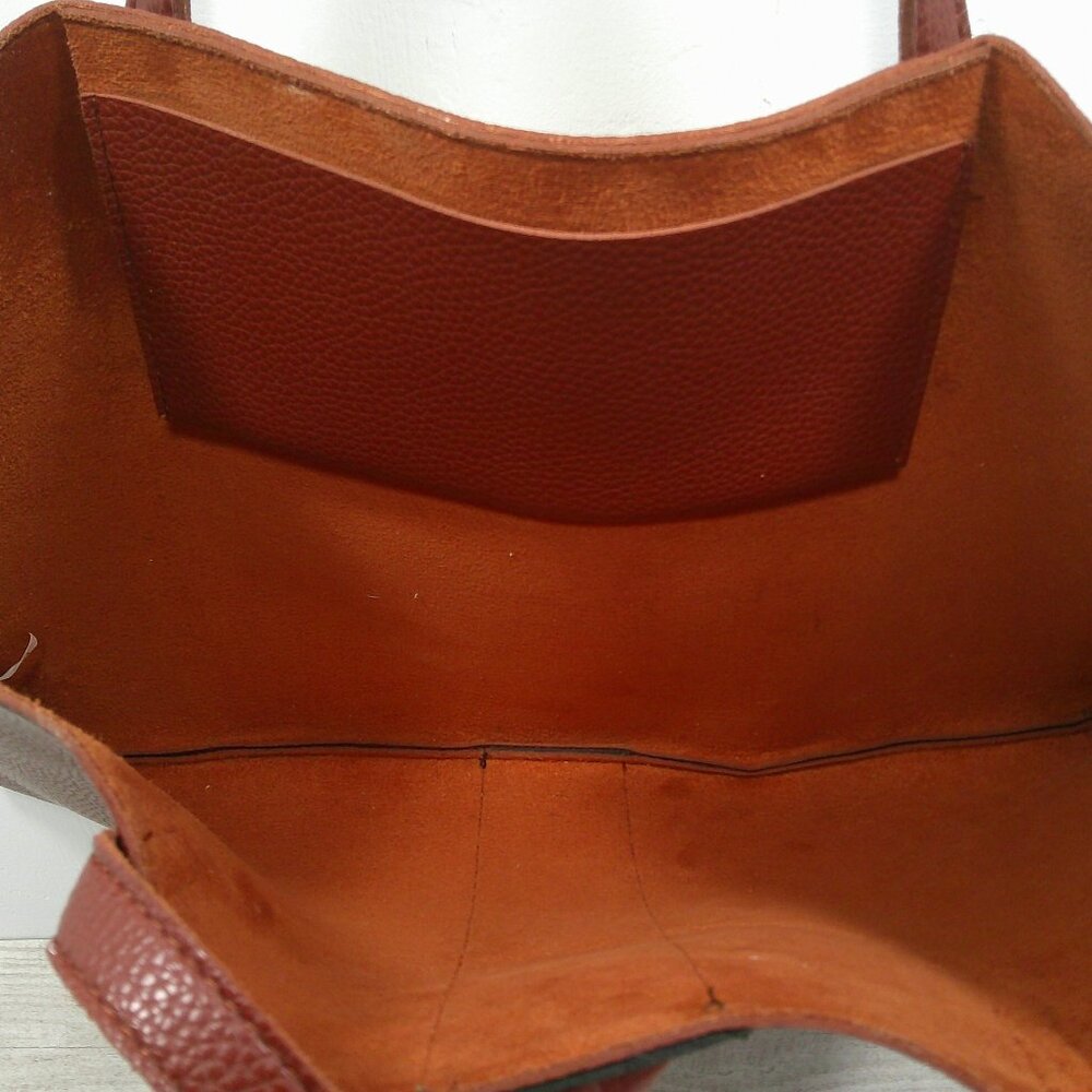 Vince Camuto Luck Tote Bag Vegan Pebbled Leather Red Desert Stripe Work Laptop - Picture 7 of 10